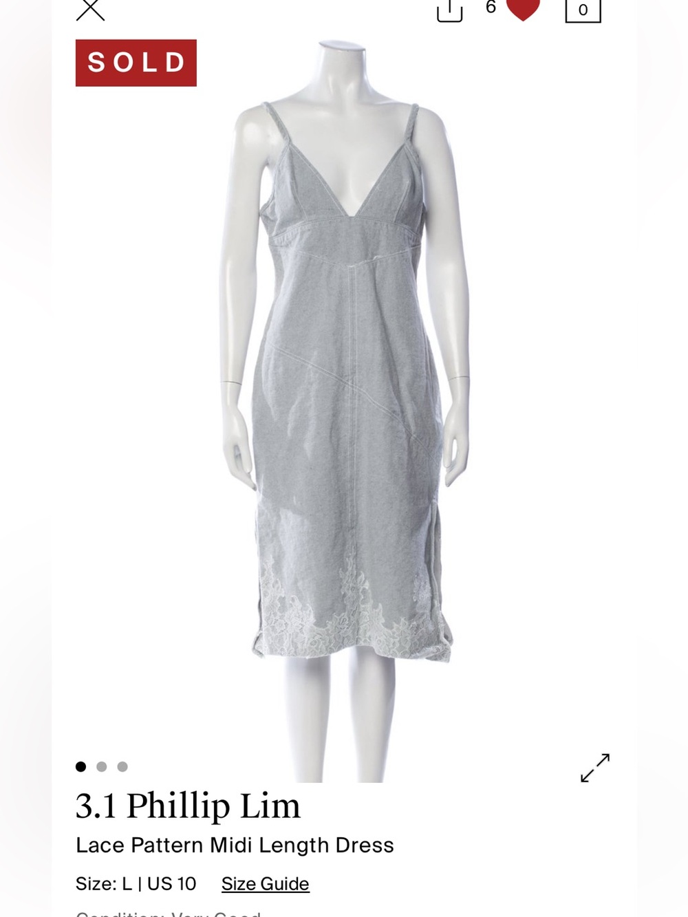 3.1 Phillip Lim Light Gray Lace-Trim Midi Slip